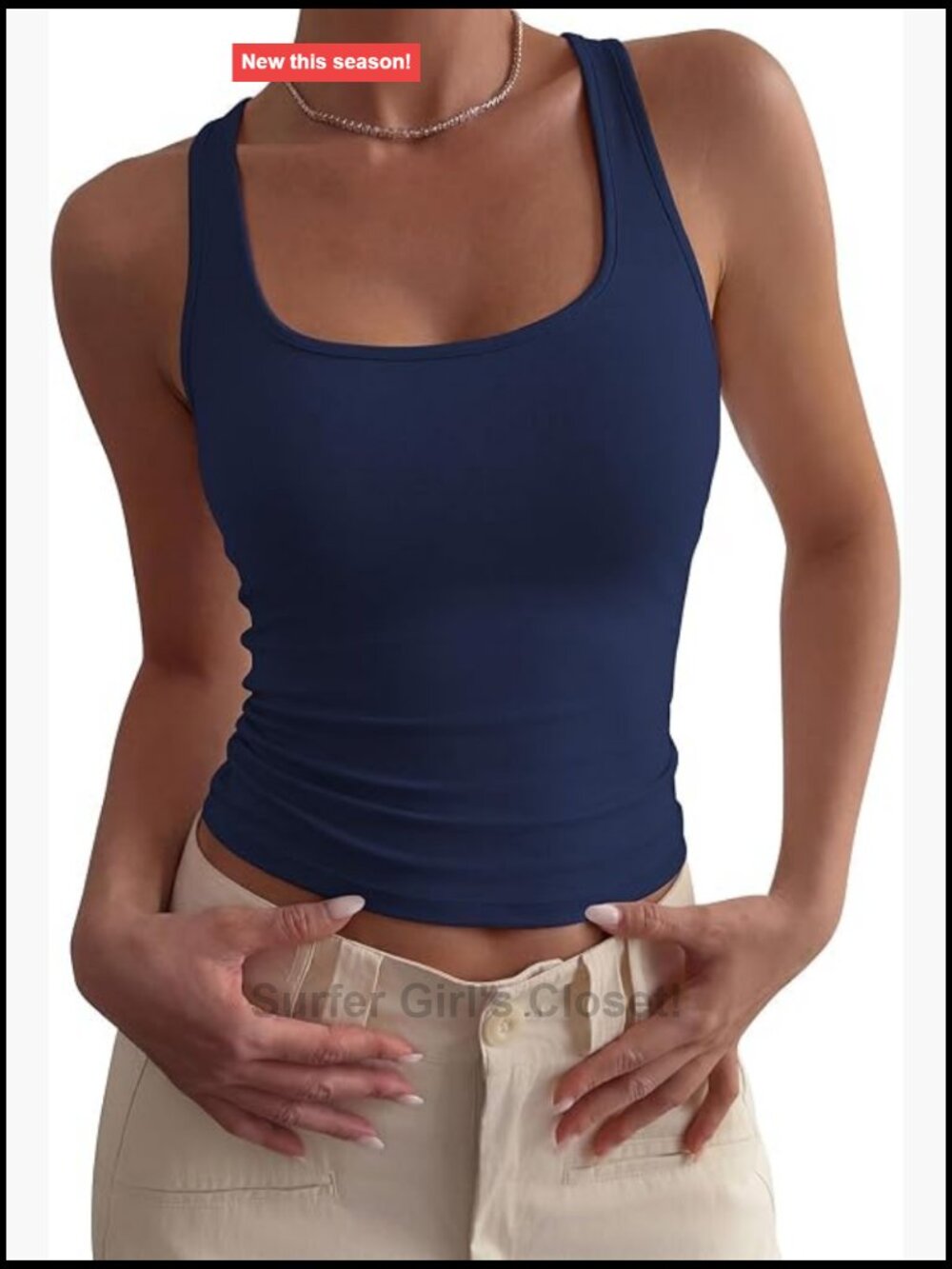 Womens Double Lined Racer Back Tank Top Scoop Neck Sleeveless Stretch Basic Tee